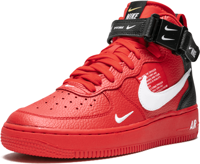 Red Nike Air Force Sneaker Side View