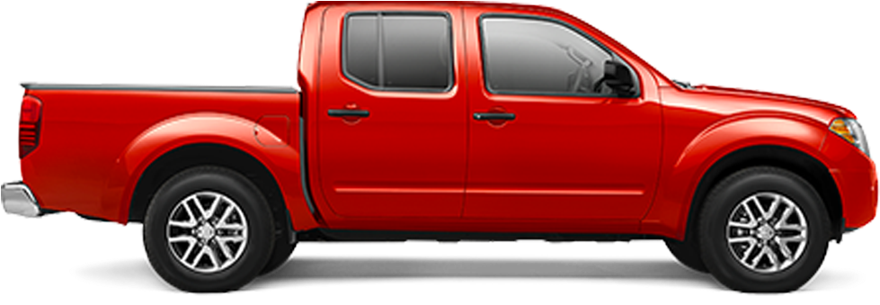 Red Nissan Frontier Pickup Truck Side View