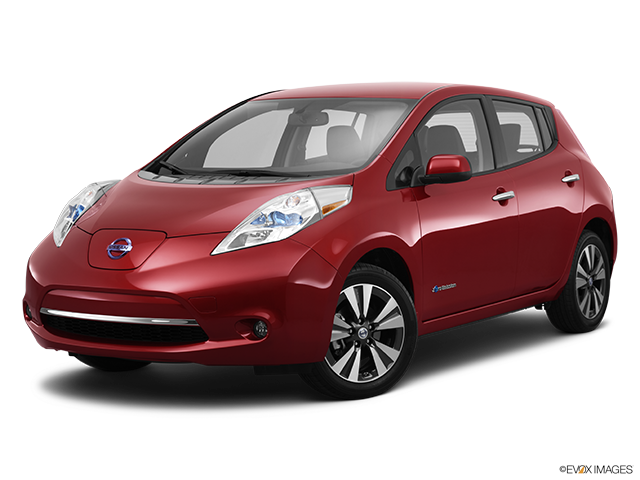 Red Nissan Leaf Electric Car