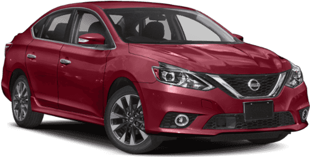 Red Nissan Sedan Profile View