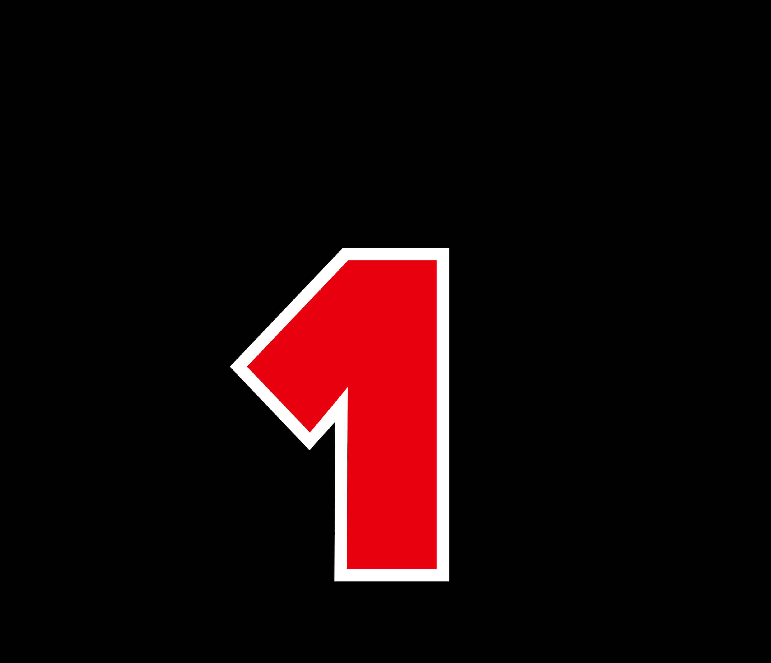 Red Number One Iconon Black Background