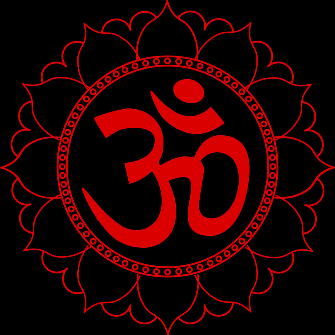 Red Om Symbol Black Background