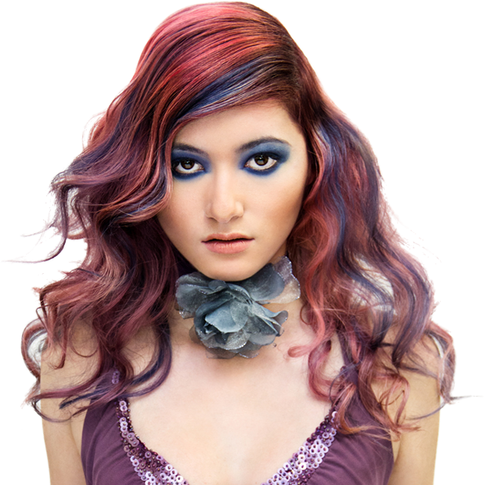 Red Ombre Hairstyle Model