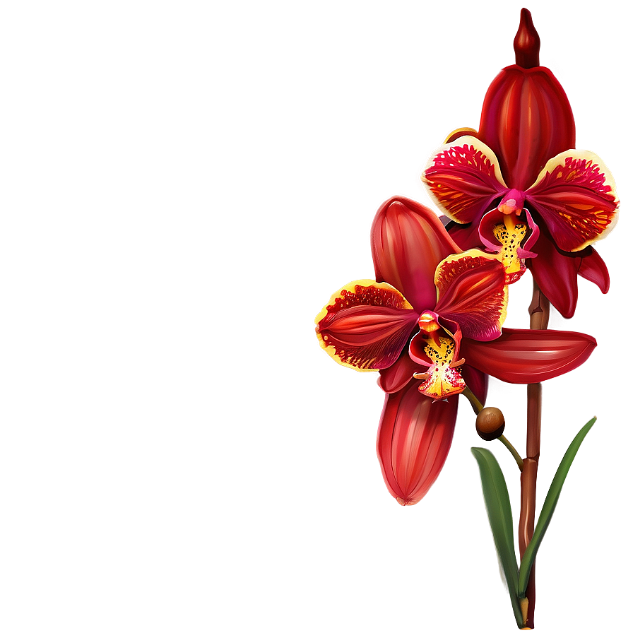 Red Orchids Elegance Png 23