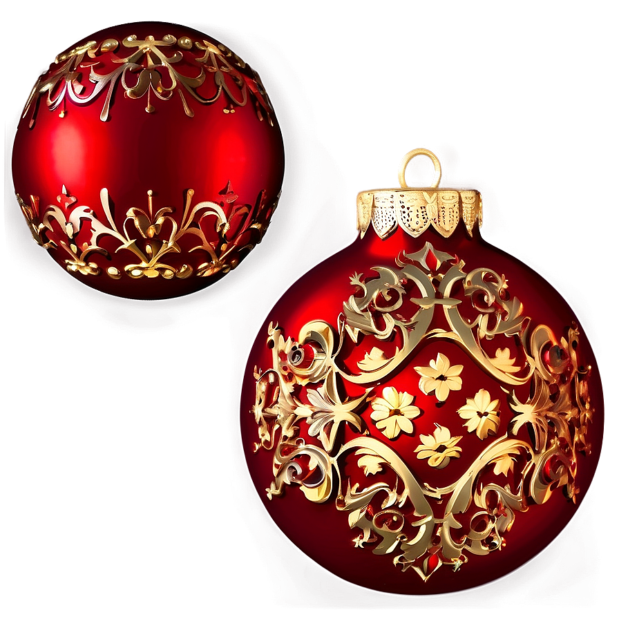 Red Ornament Set Png Gdh