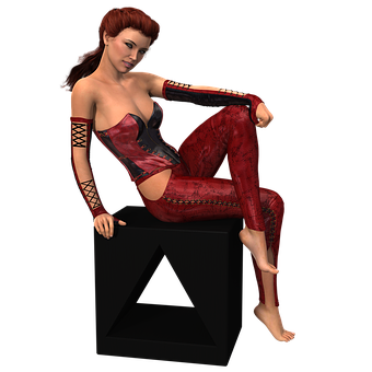 Red Outfit3 D Model Pose