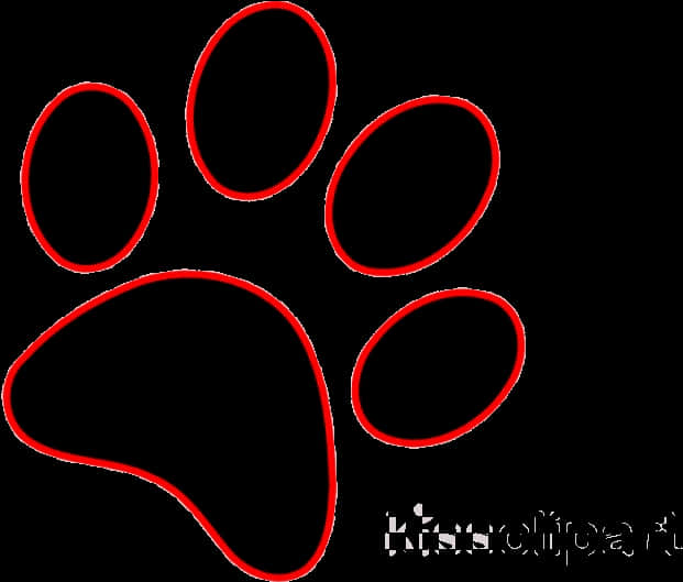 Red Outlined Black Paw Print