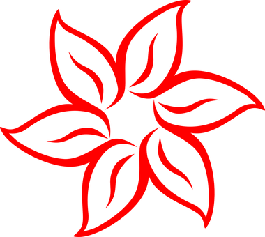 Red Outlined Flower Graphicon Black Background