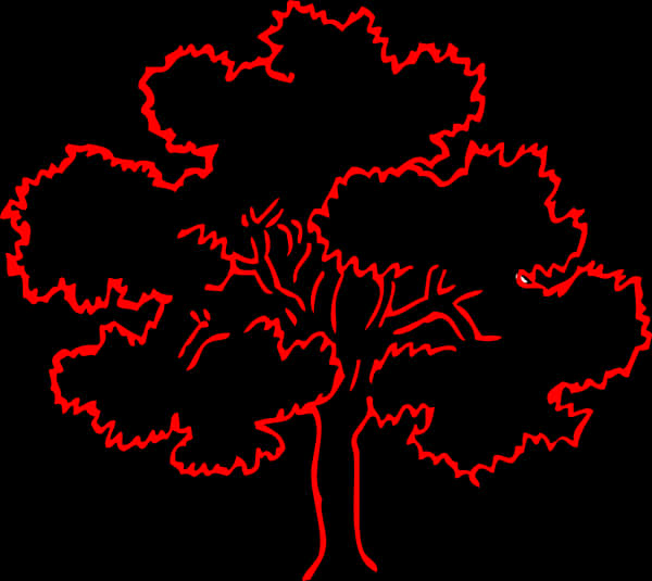 Red Outlined Tree Silhouette
