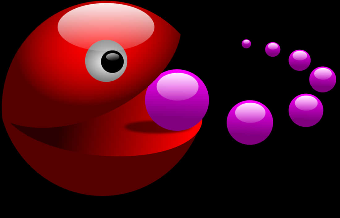 Red Pacman Eating Dots