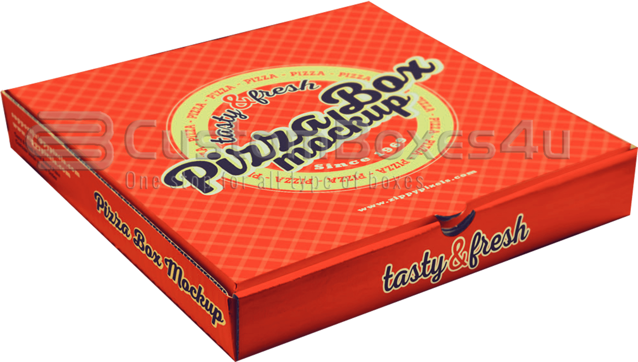 Red Pizza Box Mockup