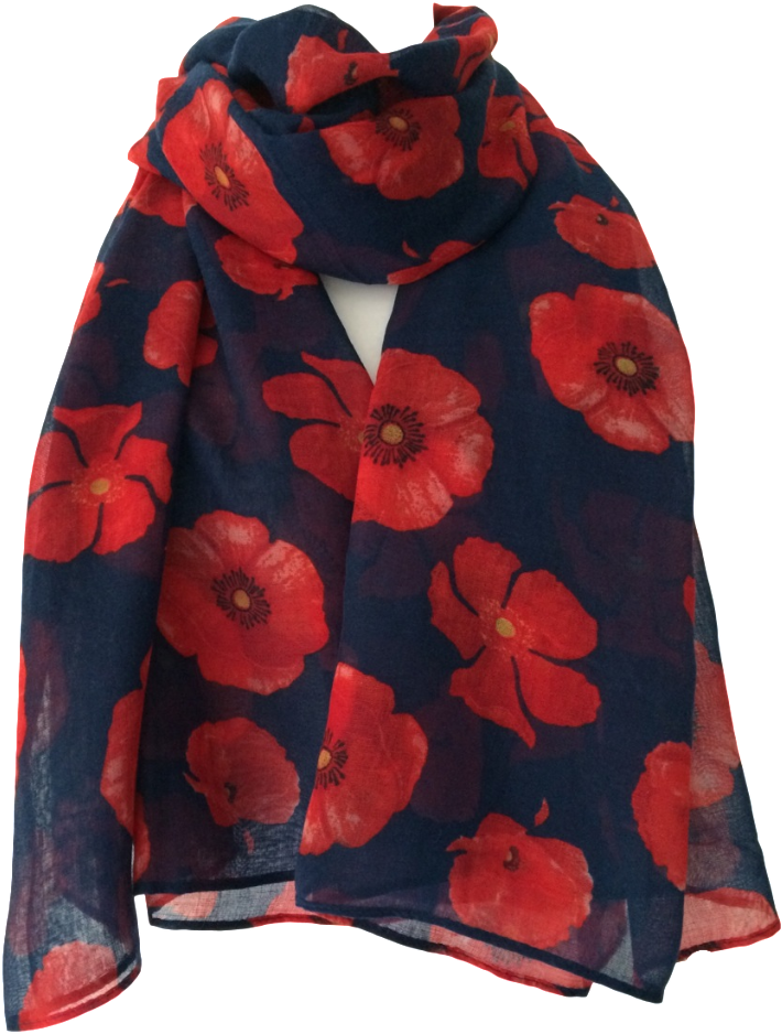 Red Poppy Floral Scarf