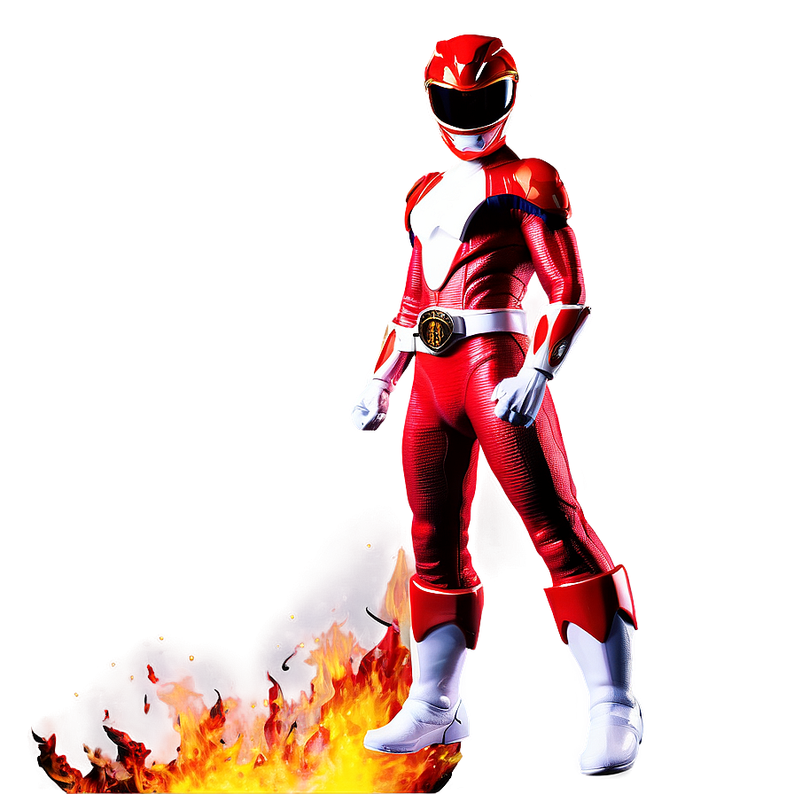 Red Power Ranger With Fire Background Png 87