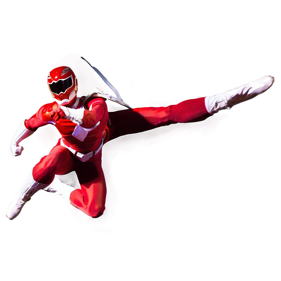 Red Ranger In Mid-attack Png 21