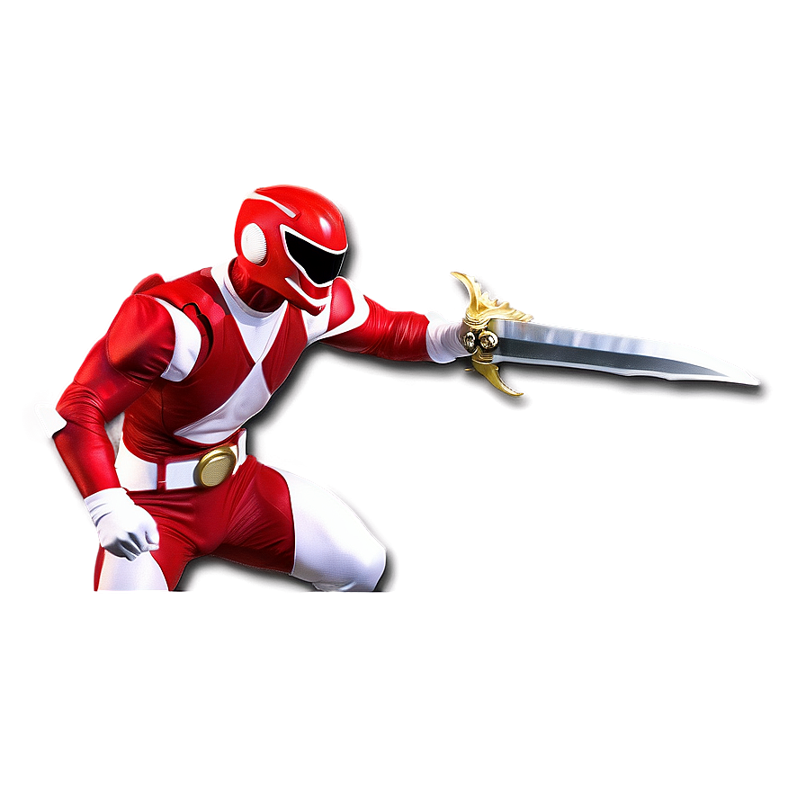 Red Ranger Sword Attack Png Iff26