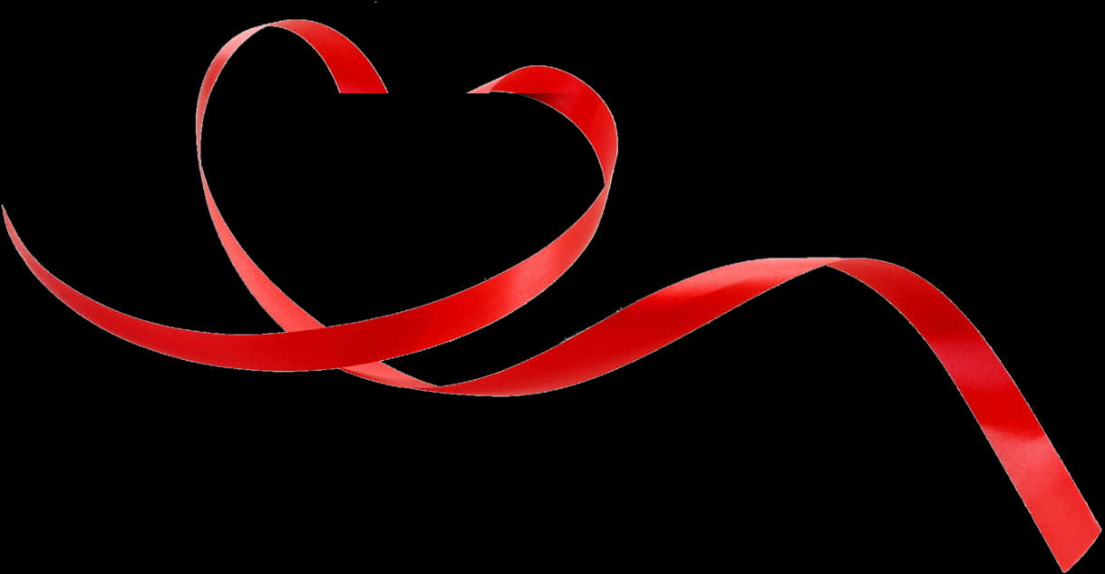 Red Ribbon Heart Shapeon Black Background