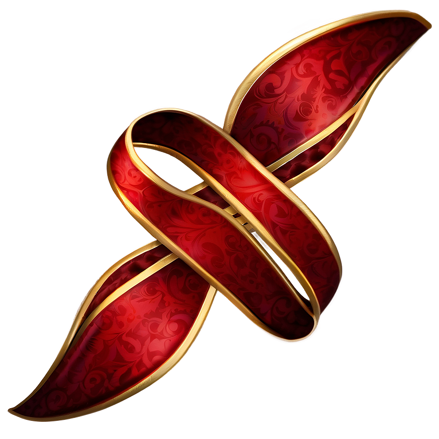 Red Ribbon With Gold Trim Png Mab
