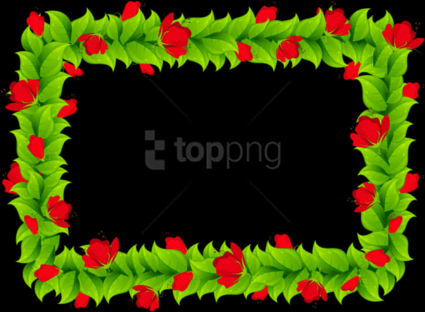 Red Rose Leaf Frame Design