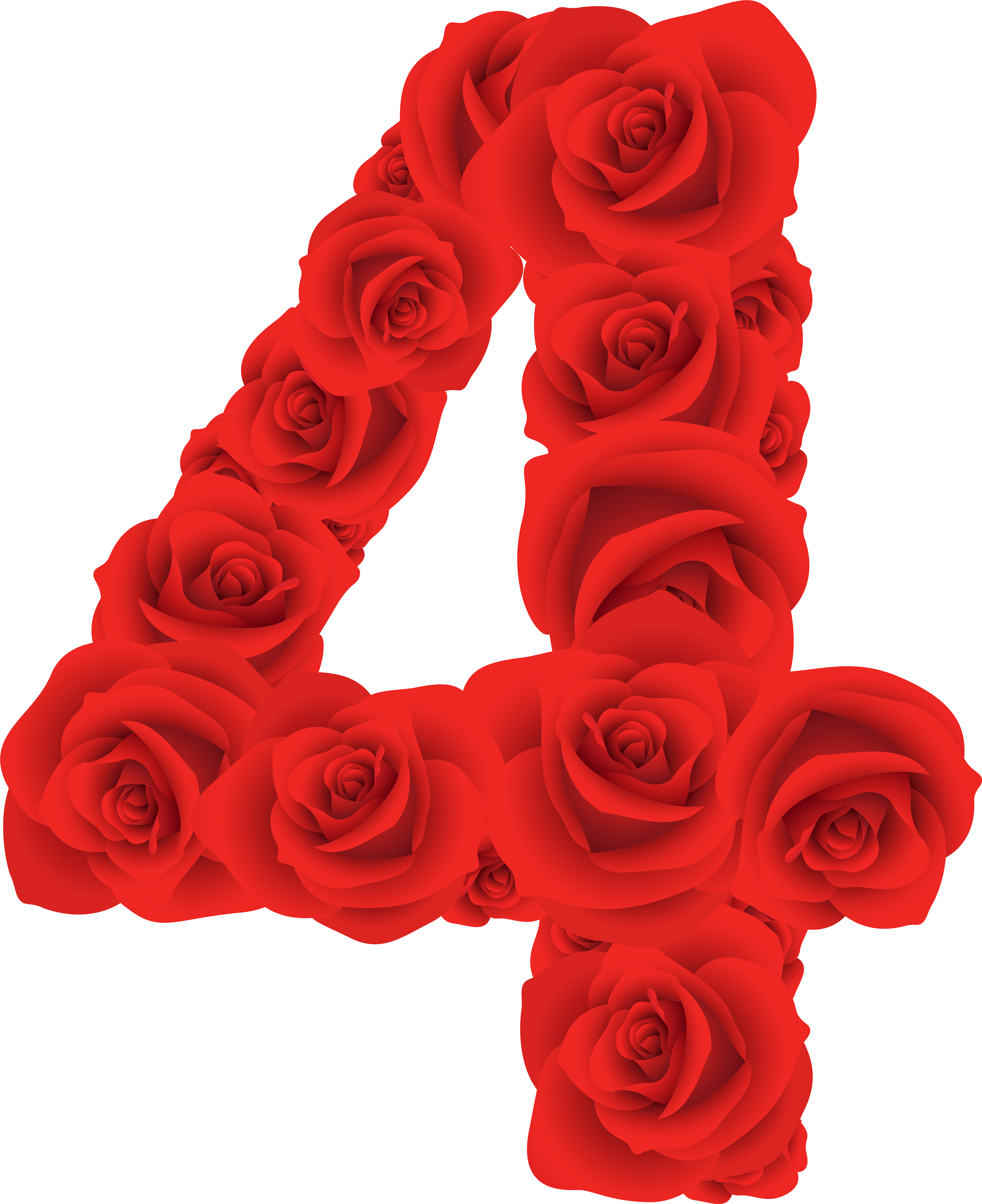 Red Rose Number Four Floral Art