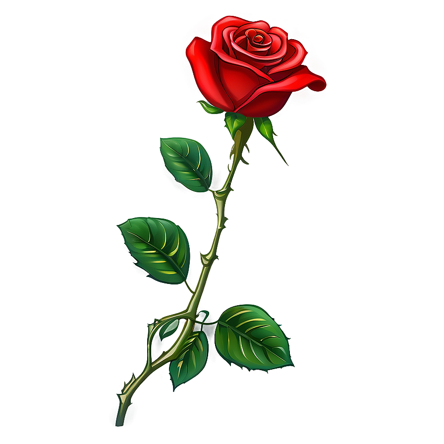 Red Rose Stem Illustration