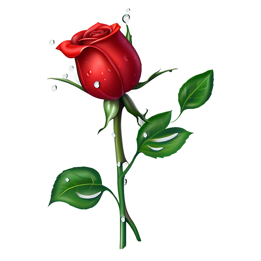 Red Rose With Dewdrops Png 10