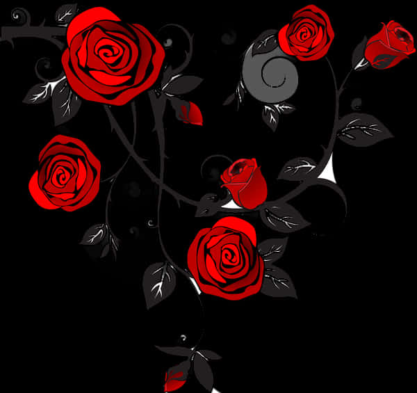 Red Roseson Black Vines