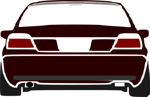 Red Sedan Rear View Silhouette