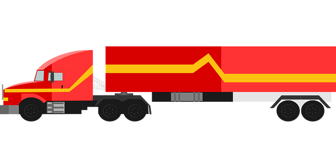 Red Semi Truck Vector Illustration