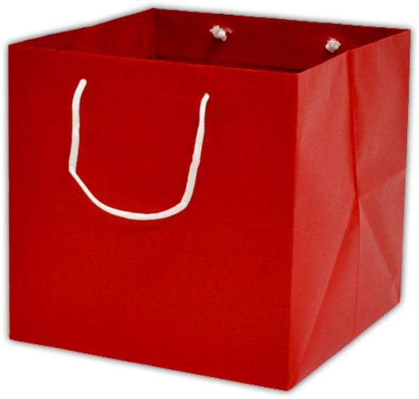 Red Shopping Bag White Handles