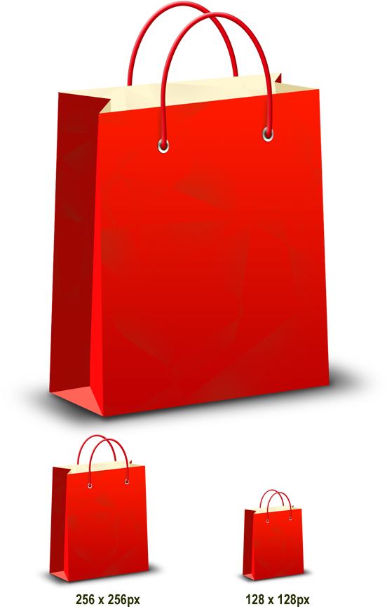 Red Shopping Bags Different Sizes