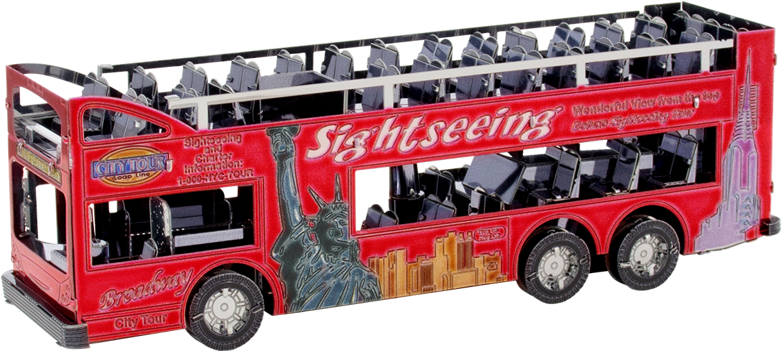 Red Sightseeing Open Top Bus Model