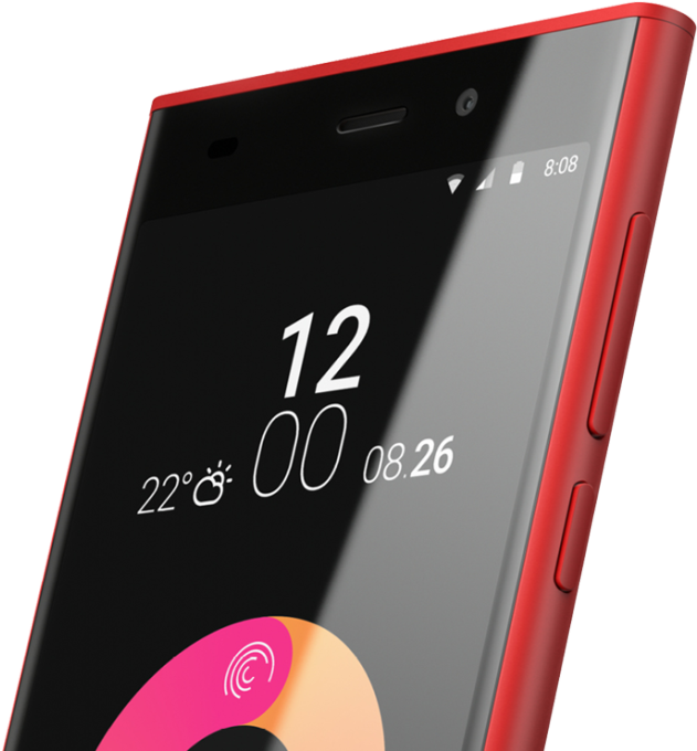 Red Smartphone Angled View