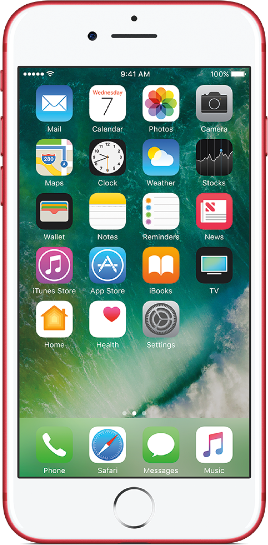 Red Smartphone Front View Display Icons