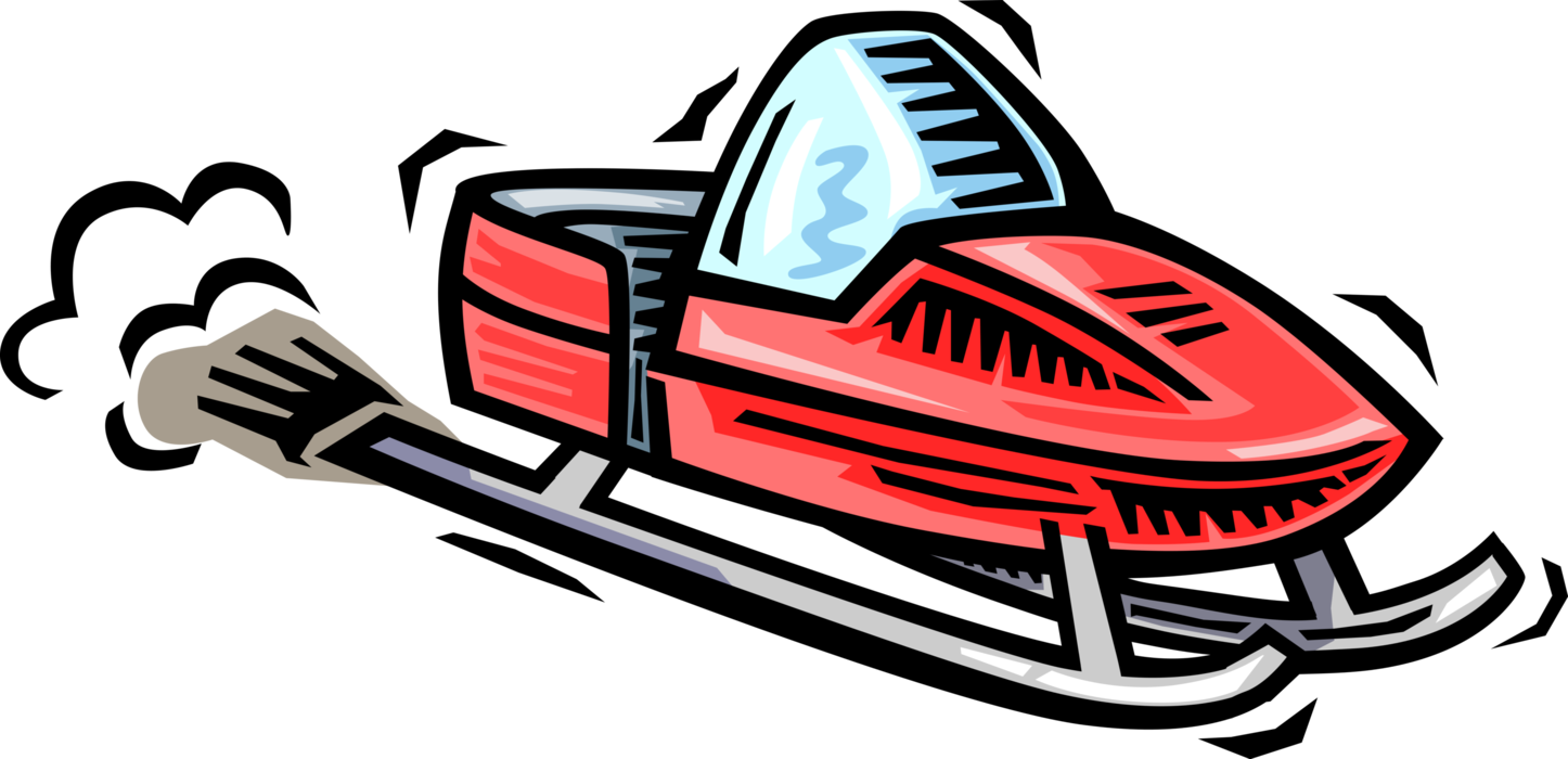 Red Snowmobile Cartoon Illustration