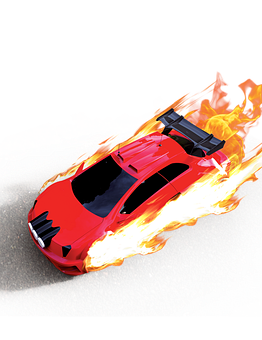 Red Sports Car On Fire