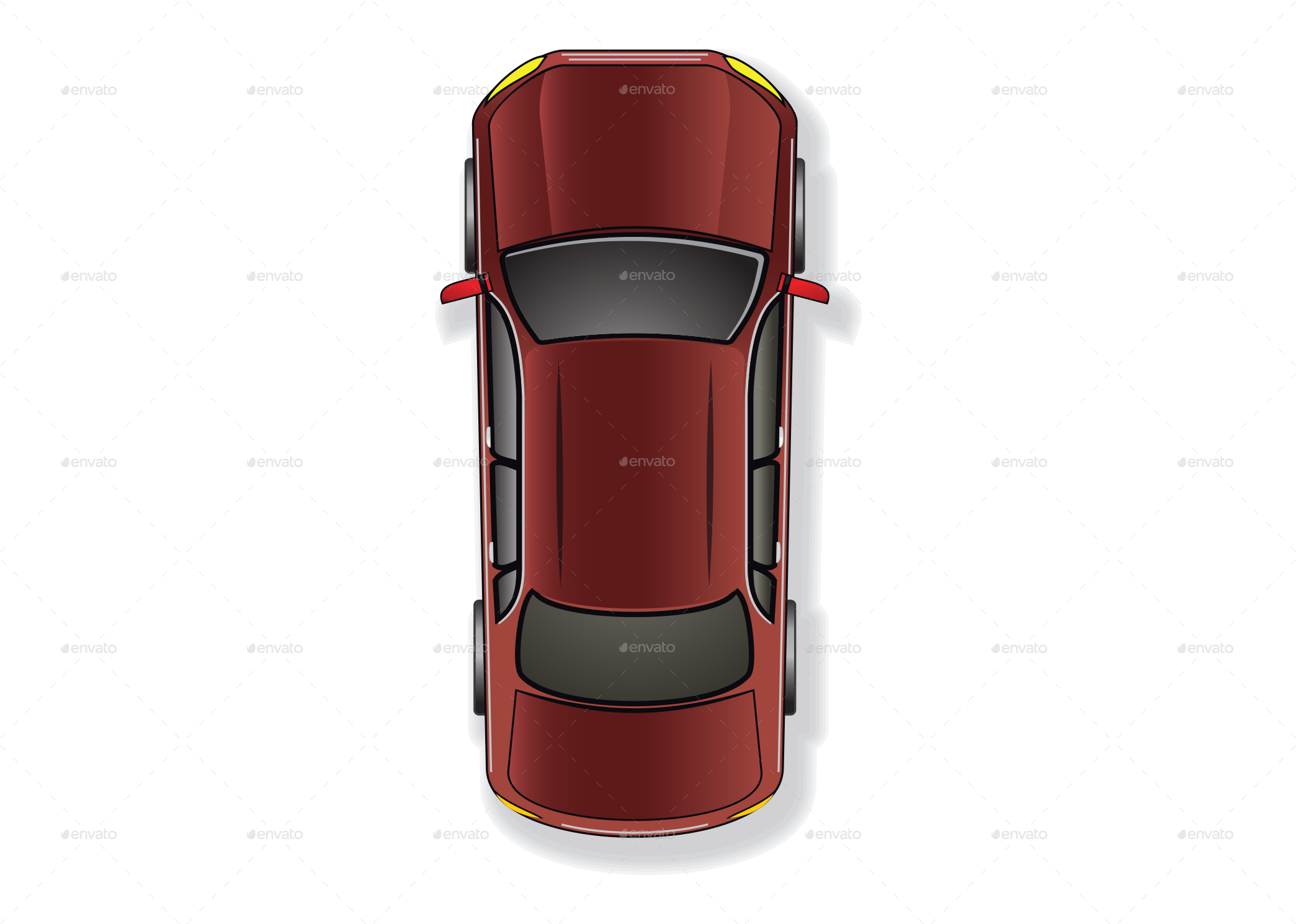 Red Sports Car Top View