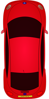 Red Sports Car Top View