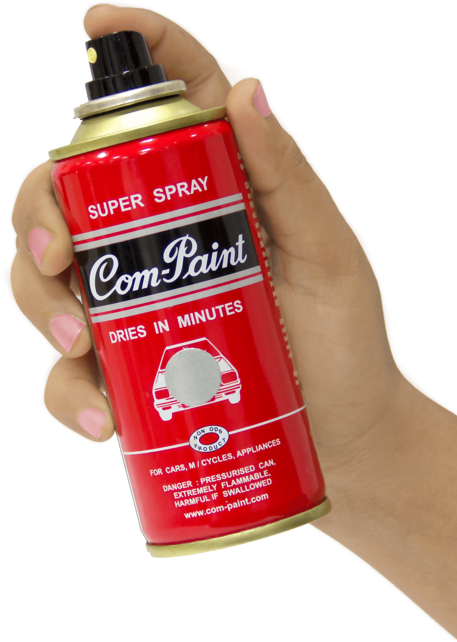 Red Spray Paint Can Heldin Hand