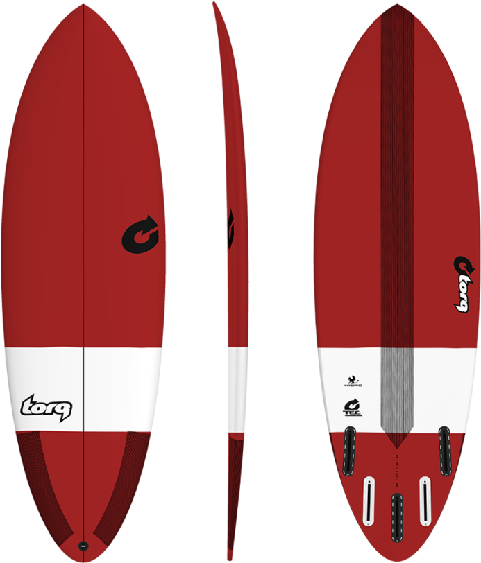 Red Surfboard Design Three Views