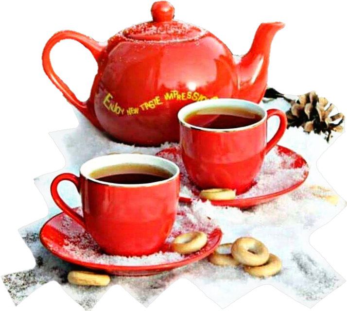 Red Teapotand Cupswith Tea