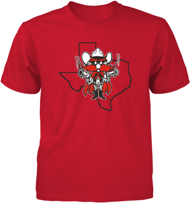 Red Texas Outline Cowboy T Shirt Design