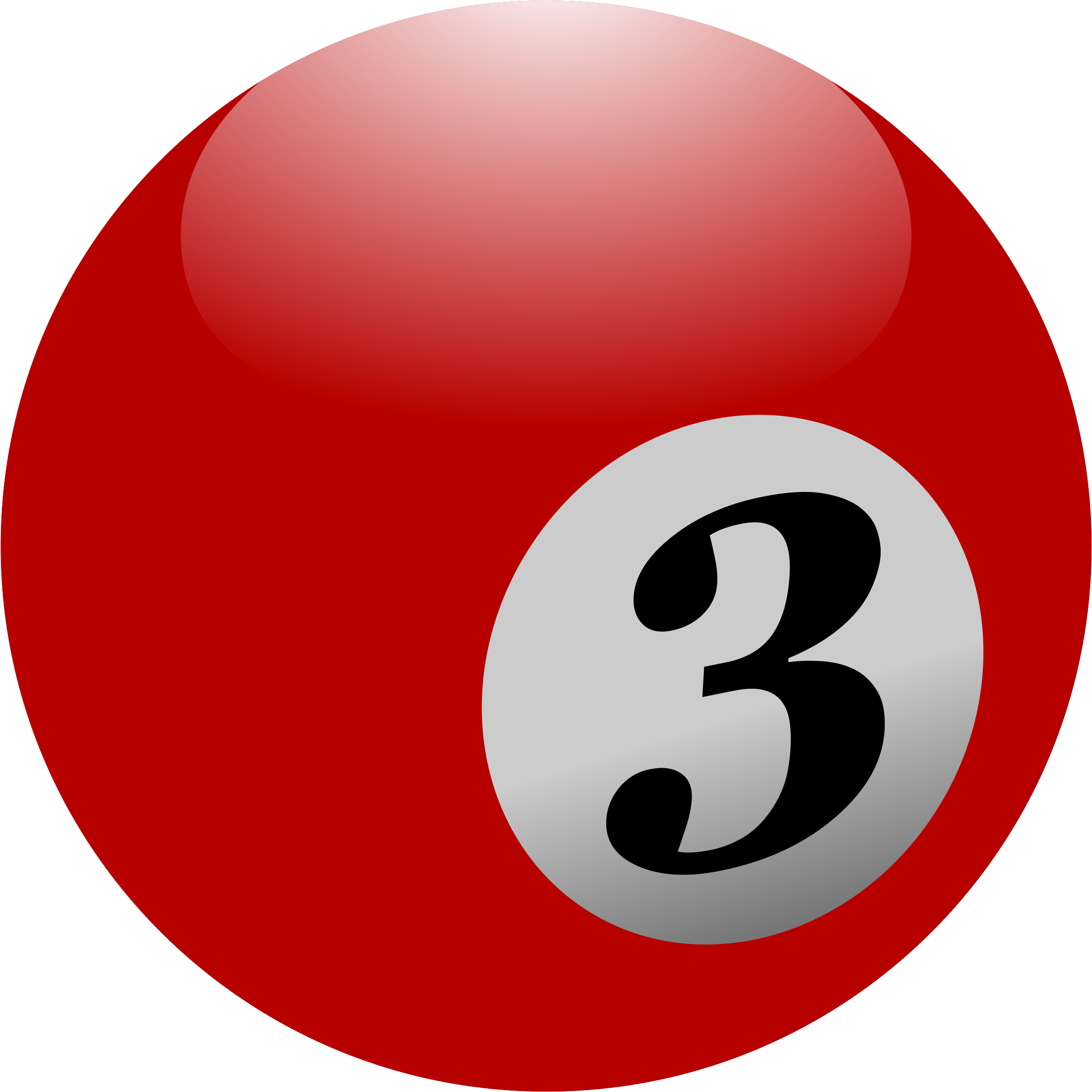 Red Three Billiard Ball