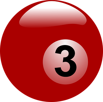 Red Three Billiard Ball