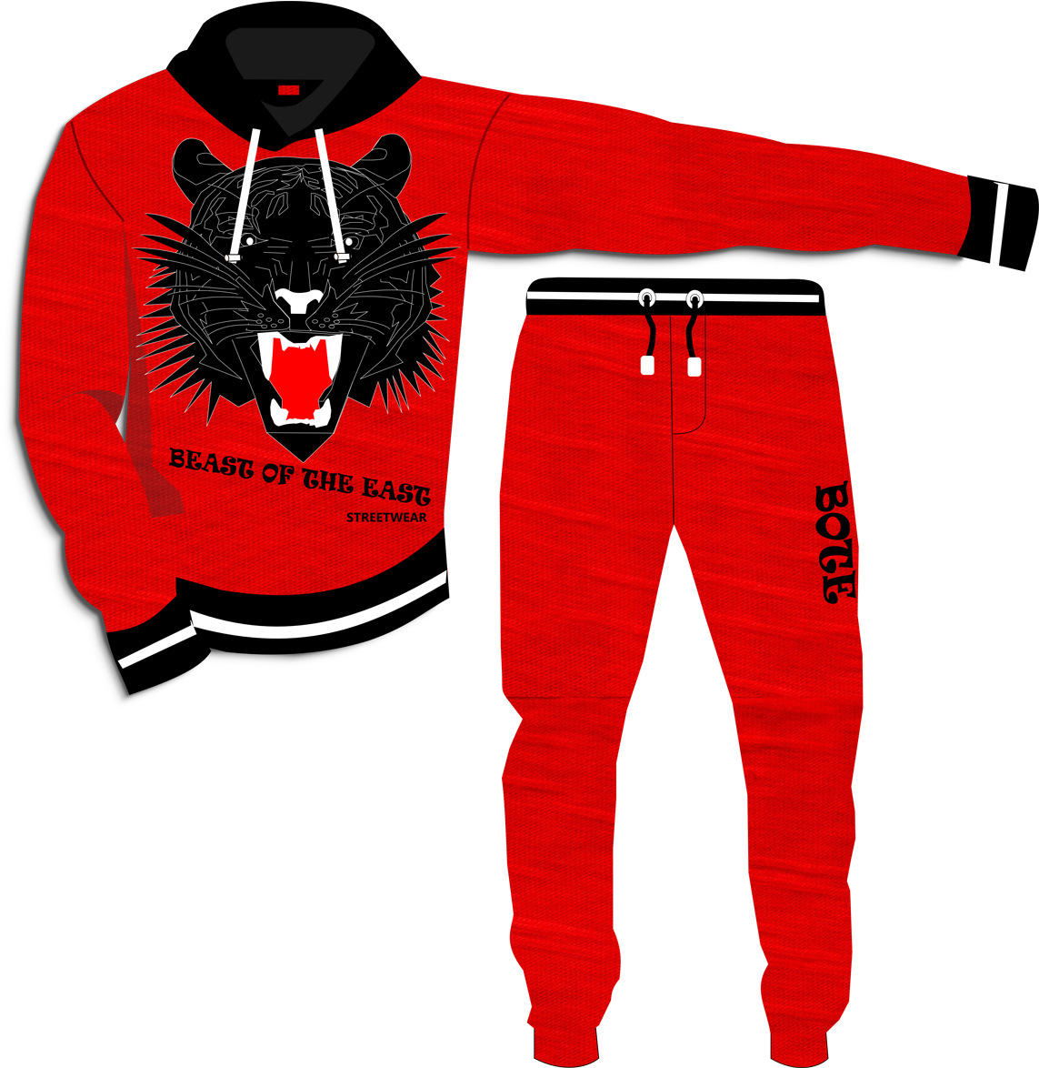 Red Tiger Graphic Sweatsuit Set