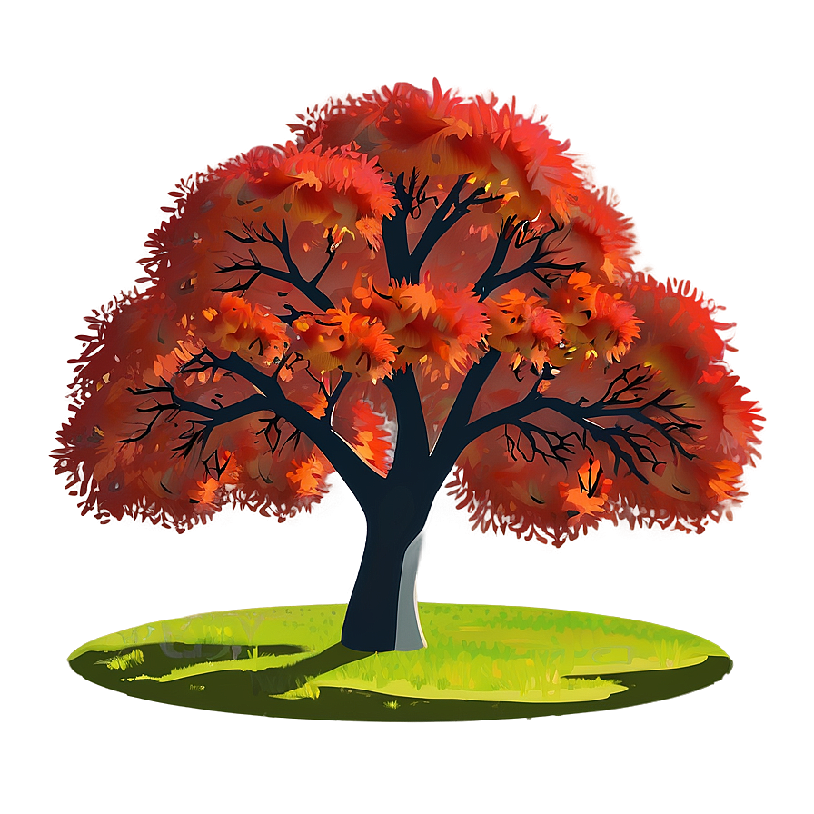 Red Tree In Autumn Park Png 06252024