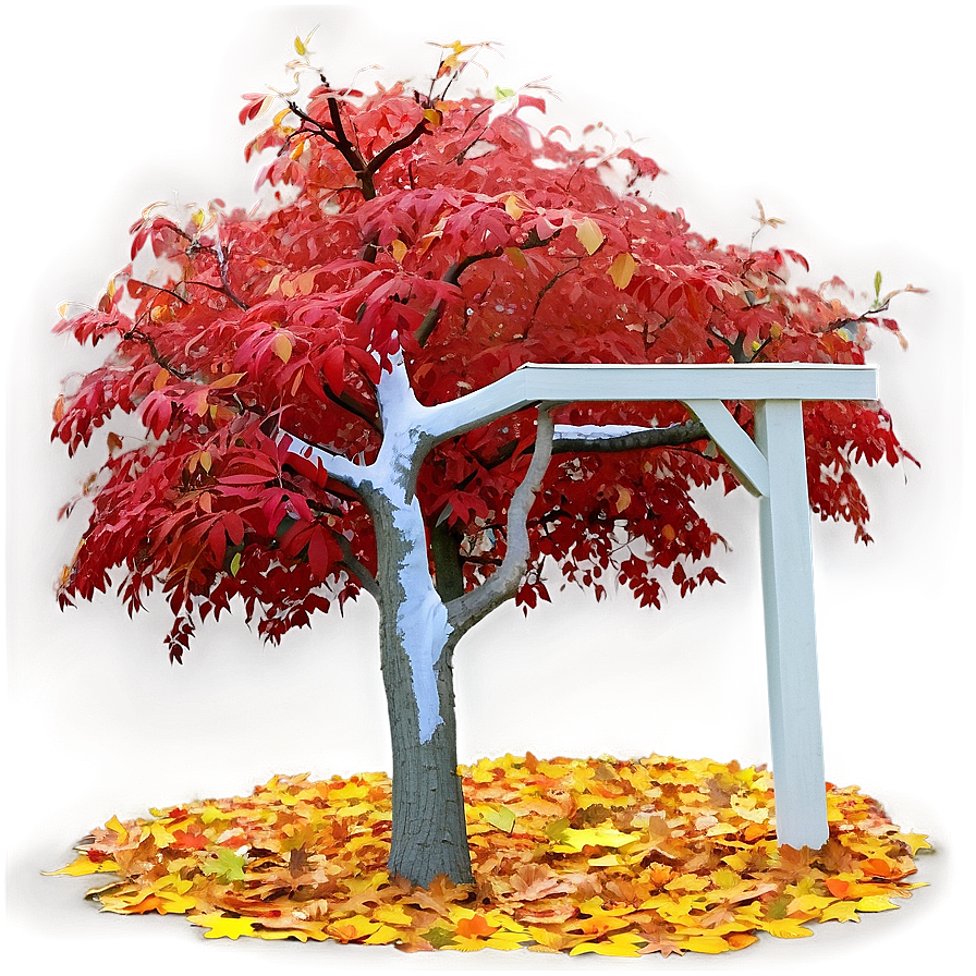 Red Tree In Autumn Park Png Prh4