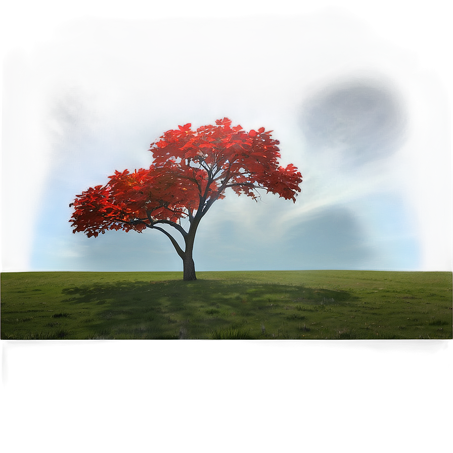 Red Tree In Dreamy Landscape Png 95