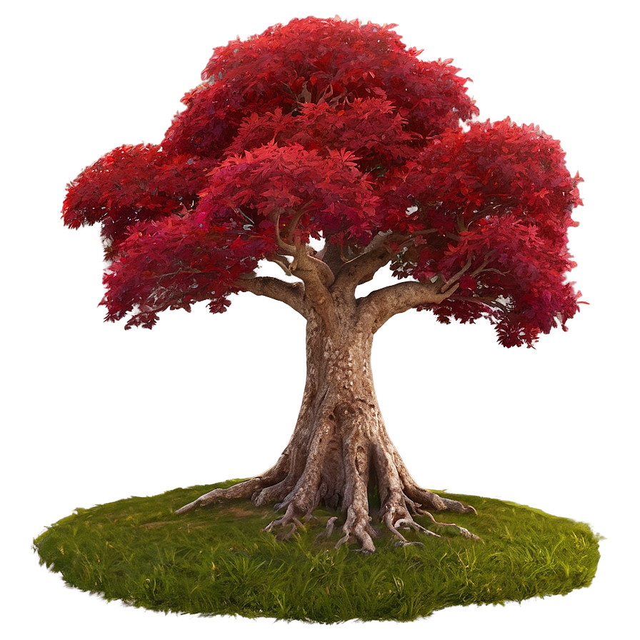 Red Tree In Dreamy Landscape Png Ebq