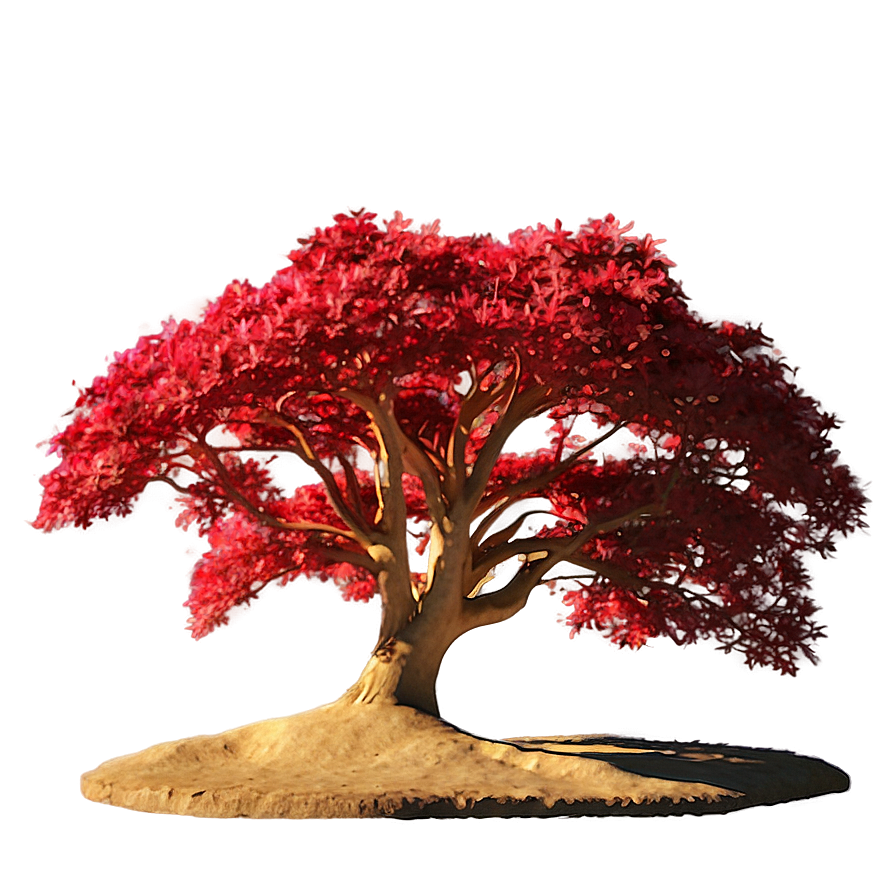 Red Tree In Golden Hour Png Bwq