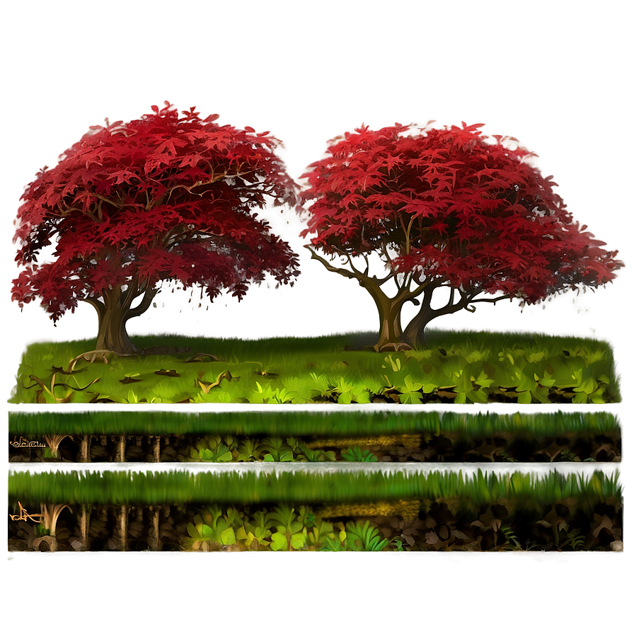 Red Tree In Mystical Forest Png Dqy86